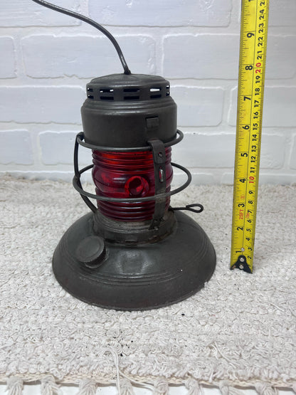 Embury Traffic Gard Kerosene Warning  Lantern Red Lens Circa 1940s