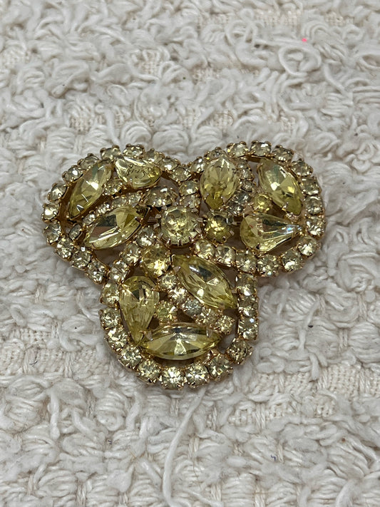 Weiss yellow rhinestone brooch