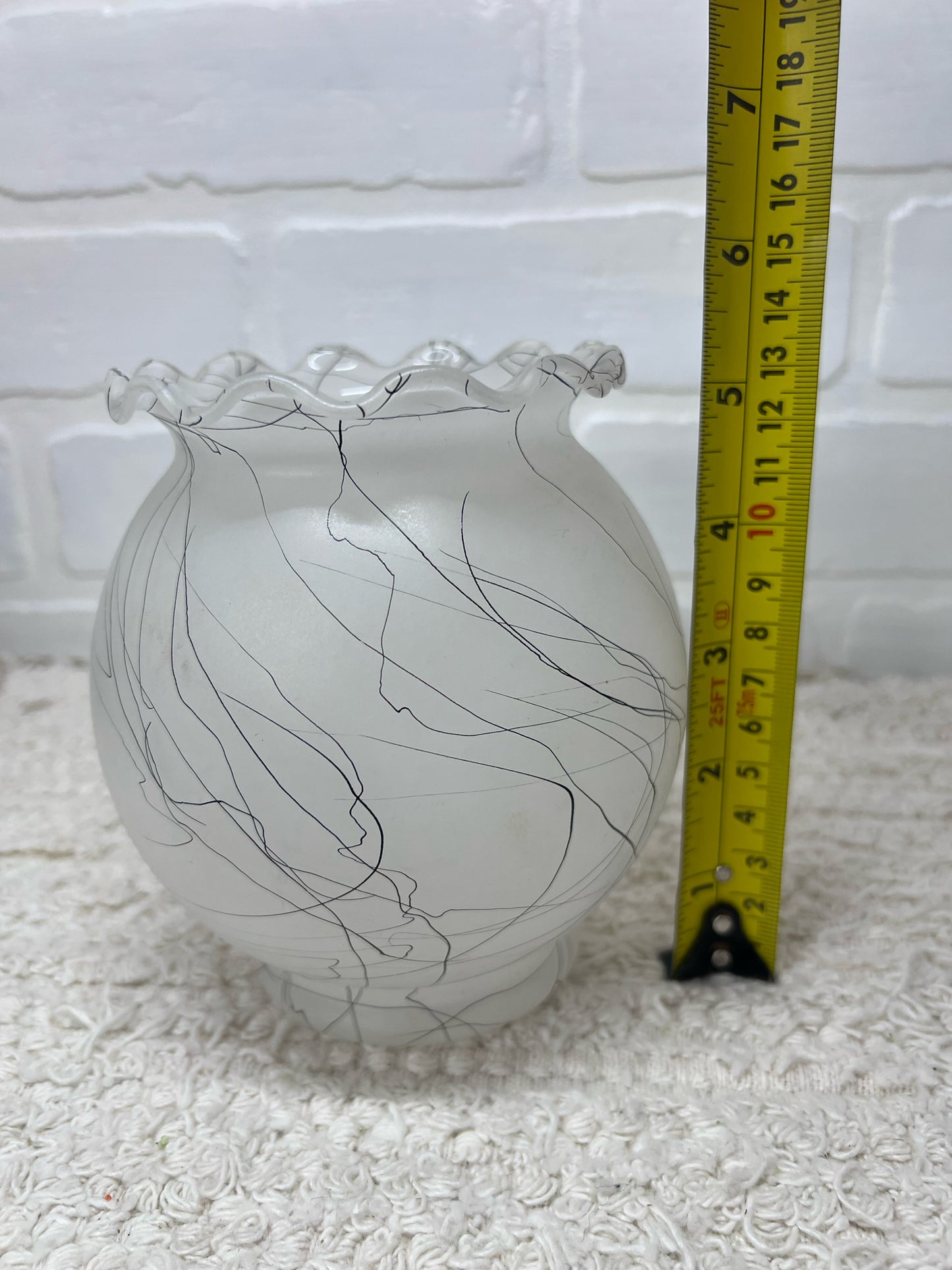 White & Black Hazel Atlas Drizzle Vase