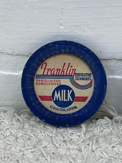 Vintage 1950's Franklin Coop Creameries Paper Milk Bottle Tops Coulter, IA