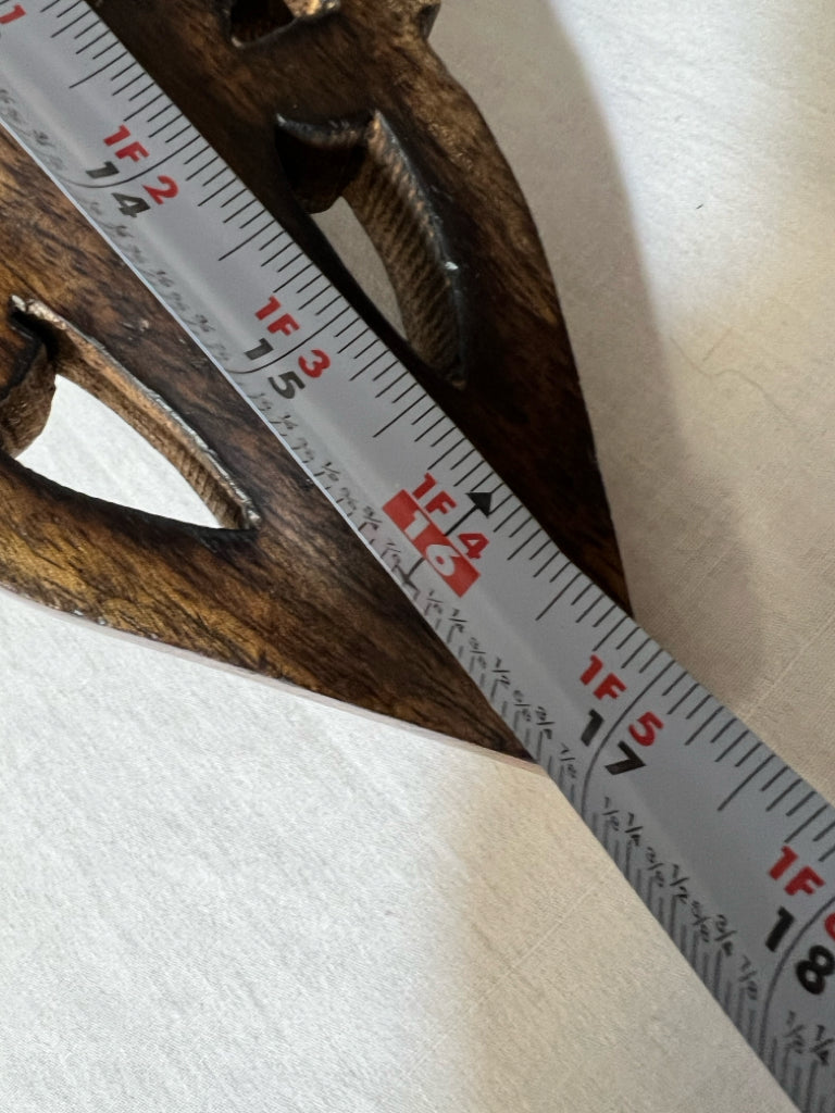 Hand carved wood shelf w/ tulip detail