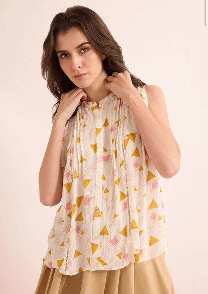 Myra Bag Angelina Sleevess Top in Off White