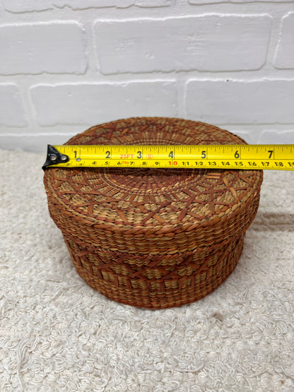 Vintage Round Lidded Basket