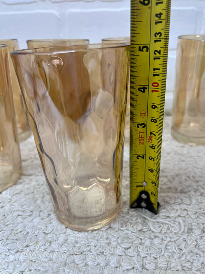 Jeannette Glass Glass set 8 orange glasses in caddy