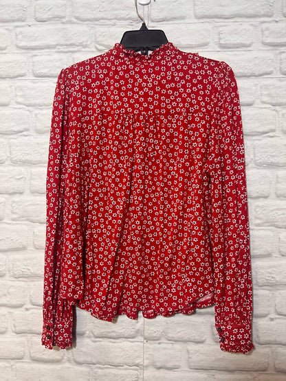 Size 12 Boden Red Floral Button Down Shirt