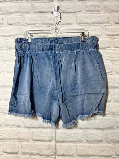 Dusk Blue High Waist Plus Sized Cotton Shorts