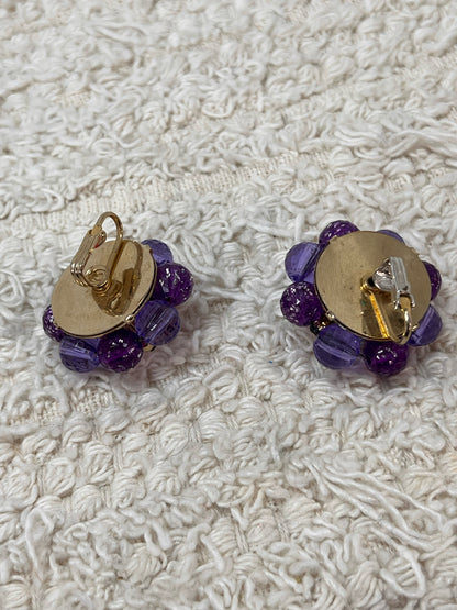 Purple Lucite and goldtone necklace and earrings set