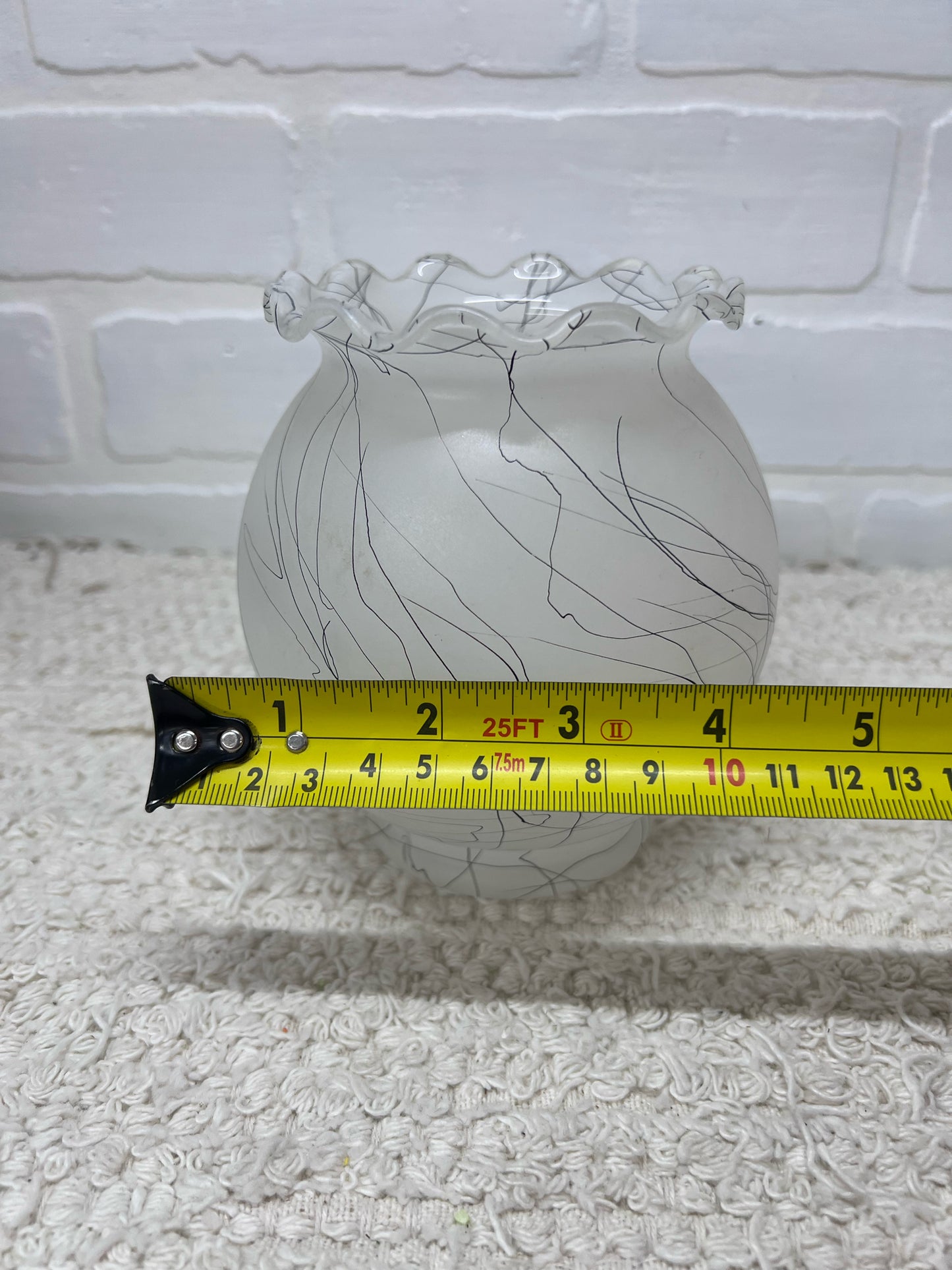 White & Black Hazel Atlas Drizzle Vase