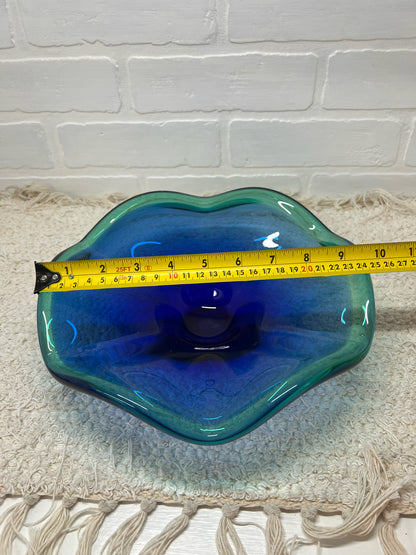 Murano/Murano Style Art Glass Bowl in Blue & Green Sargasso Style