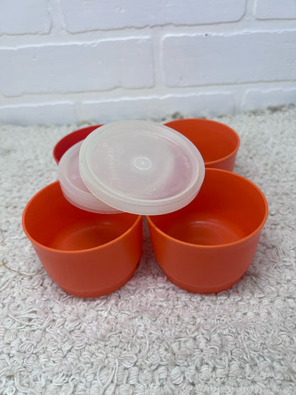 Tupperware Orange Snack Cups - set of 4 with lids