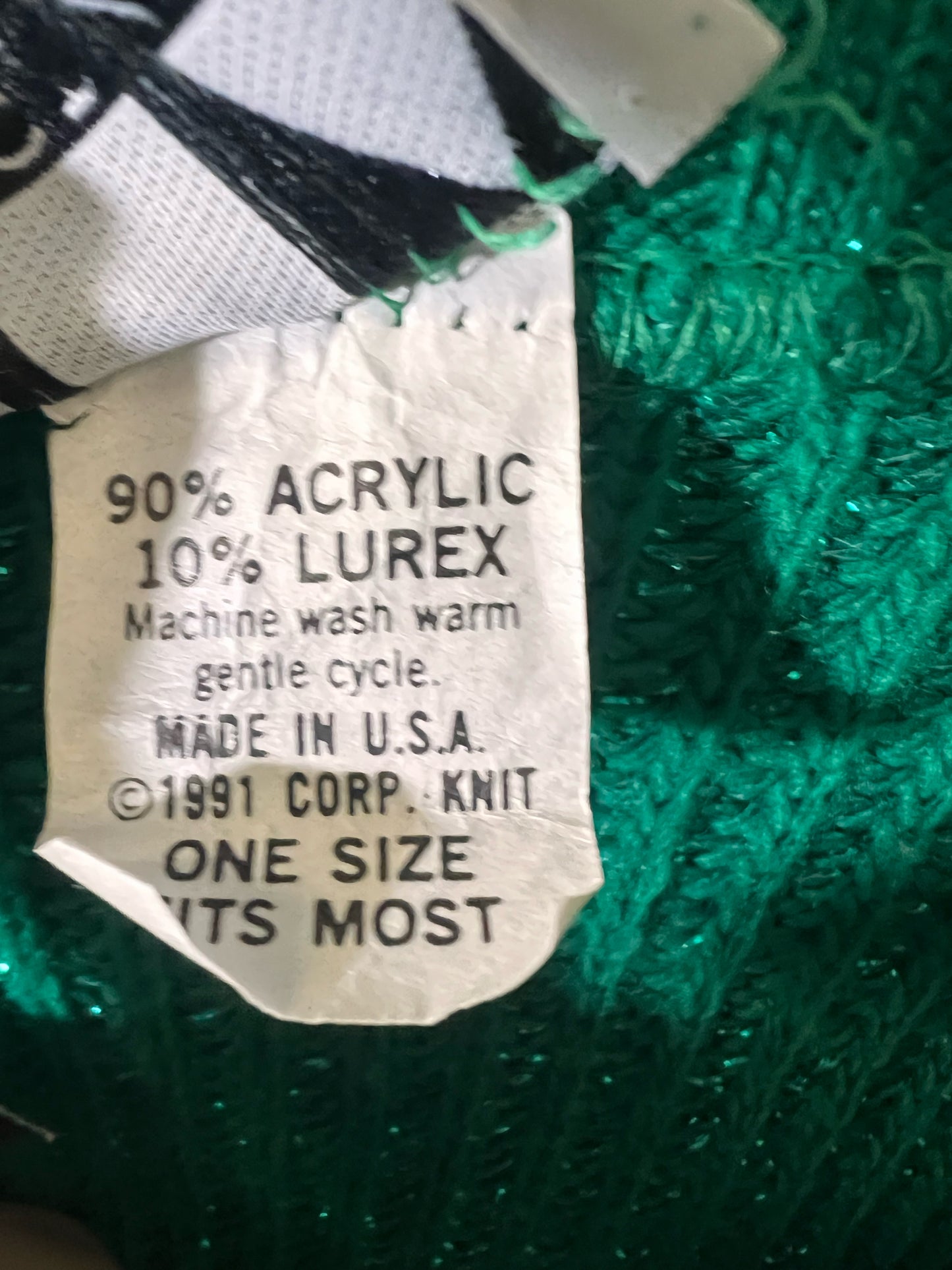 Size One Size Objectivity 1990's Vintage Green Metallic Sweater