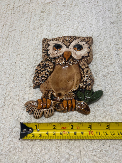 Vintage 1980's Owl Spoon Rest/Wall Plaque