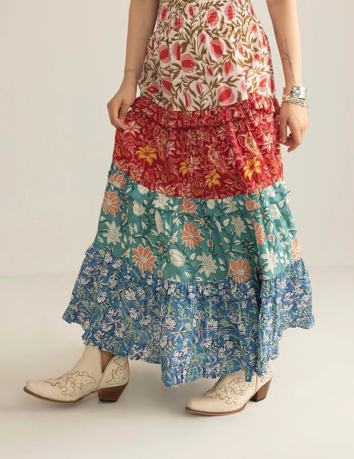 Kismet Patchplay Skirt in Poppy Bloom Sizes S-XXXL