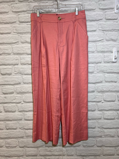 CAbi Size S Pink Linen Blend High Waist Wide Leg Crops