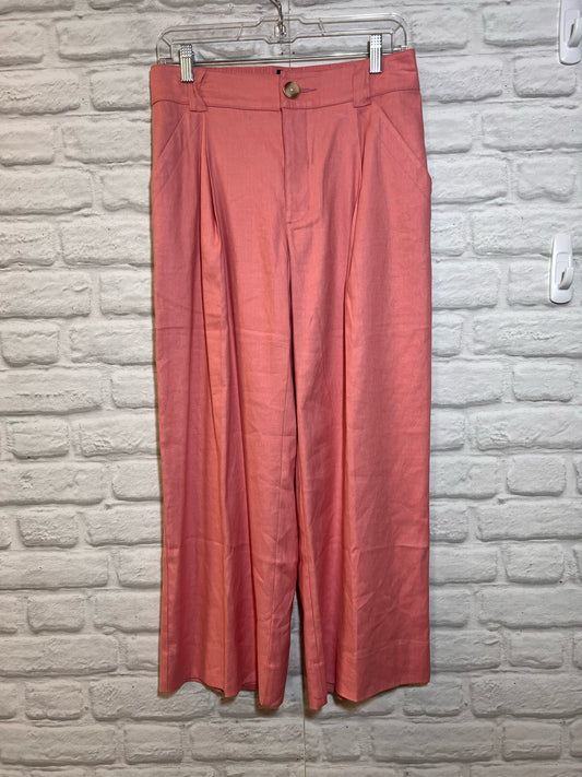 CAbi Size S Pink Linen Blend High Waist Wide Leg Crops