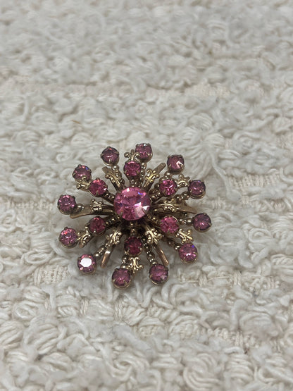 Vintage pink rhinestone pin