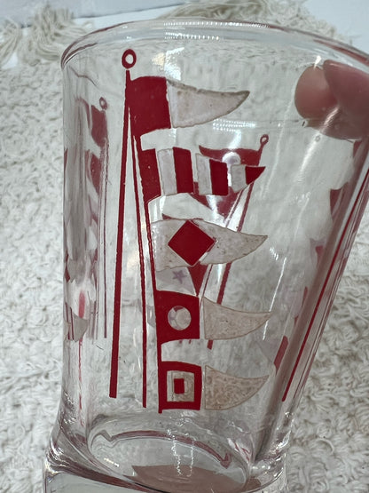 Art Deco Hazel Atlas nautical cocktail shaker w/ two glasses - HARD TO FIND!