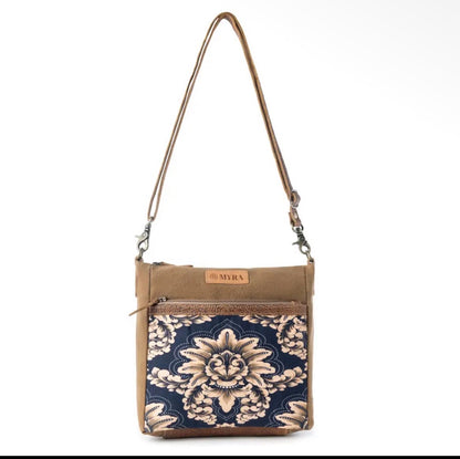 Myra Bag Crestbloom Vintage Inspired Crossbody in Navy Print Floral