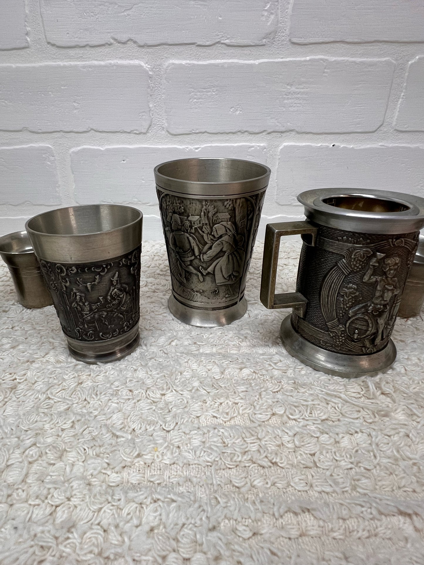 Austrian Pewter Glass Set - Vintage 1970s