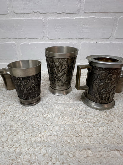 Austrian Pewter Glass Set - Vintage 1970s