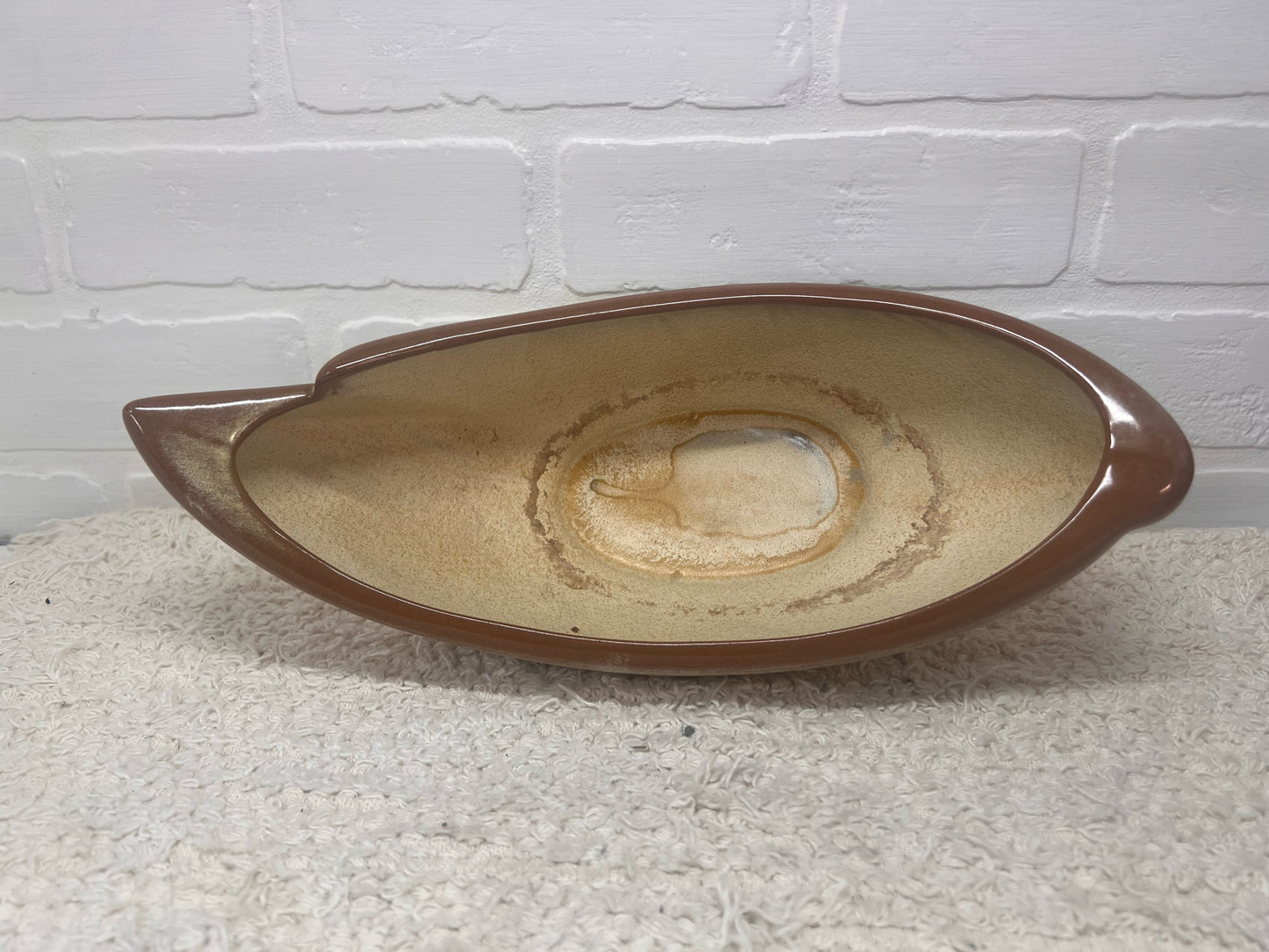 Frankoma Pottery Crescent Shaped Console Bowl