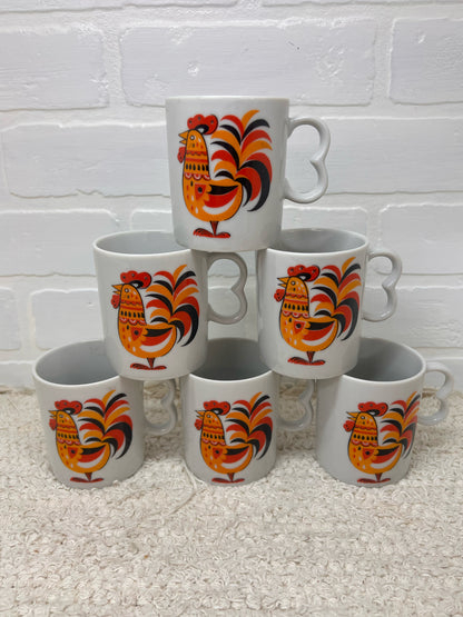 Vintage Mug Set MCM Chickens - Made in Japan
