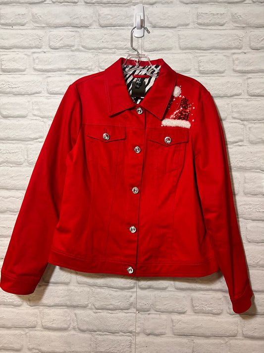 Size L Berek Red Cotton SANTA Embellished Jacket