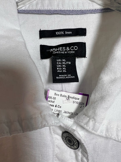 Size XL Jones & Co Linen White Jacket