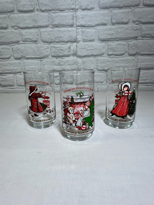 Hollie Hobbie Coca Cola Holiday Glass Trio