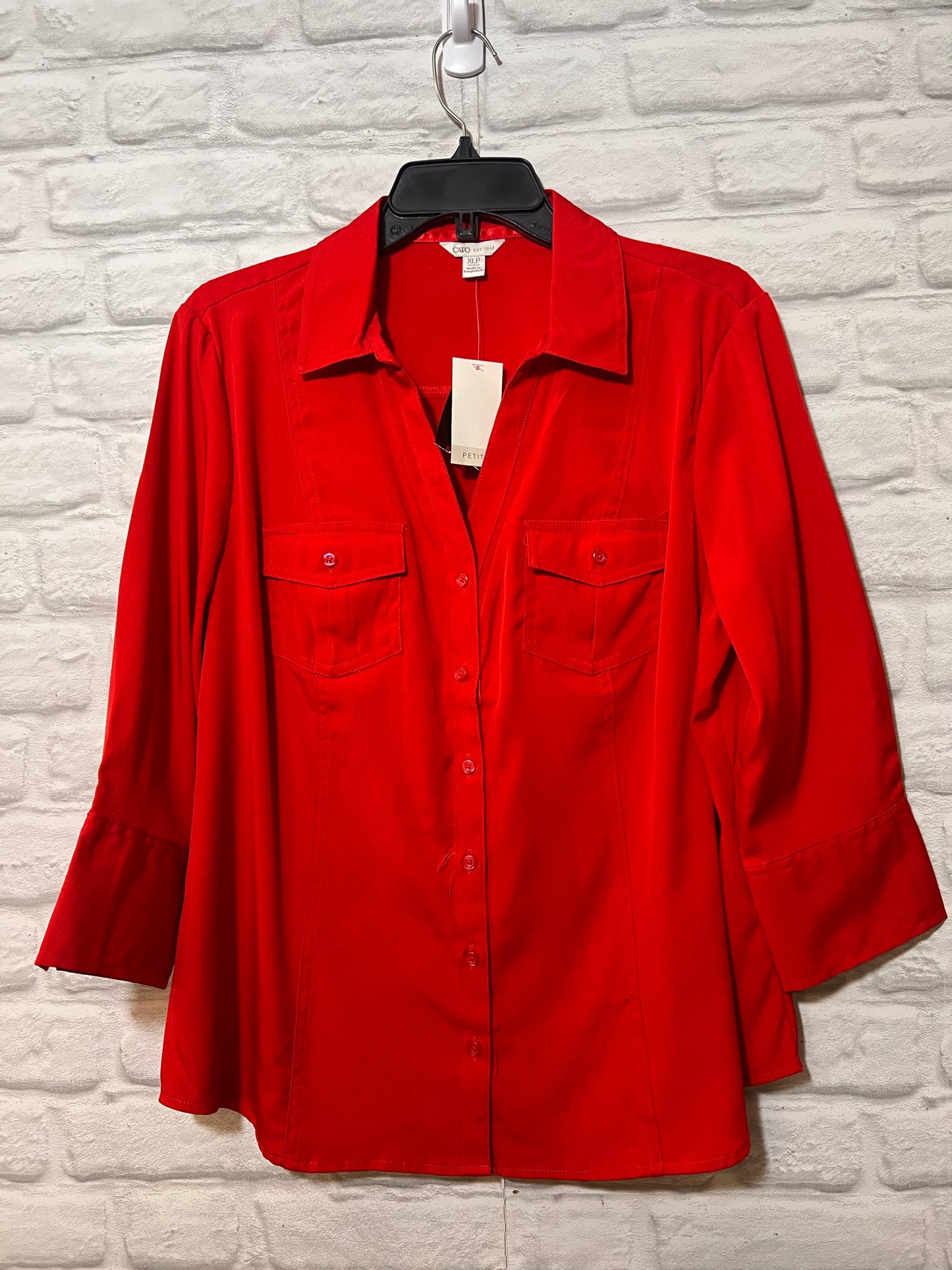 Size Petite XL Cato Red Button Down Shirt NWT