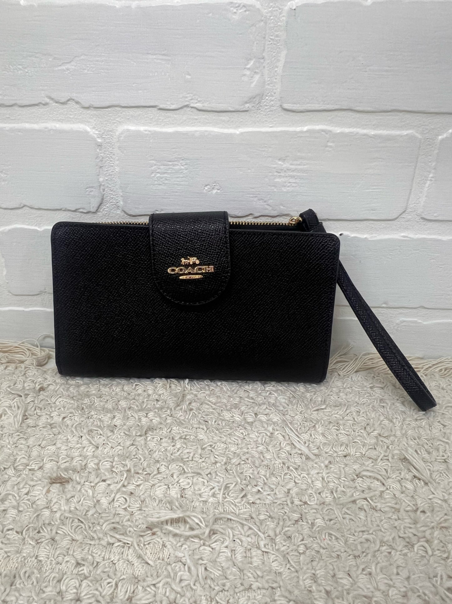 Coach Cross Grain Tech Wallet Black Leather EUC