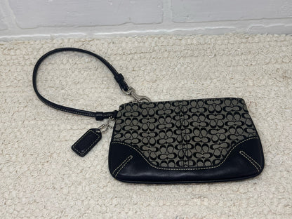 Coach C Logo Canvas & Leather Wristlet in Black