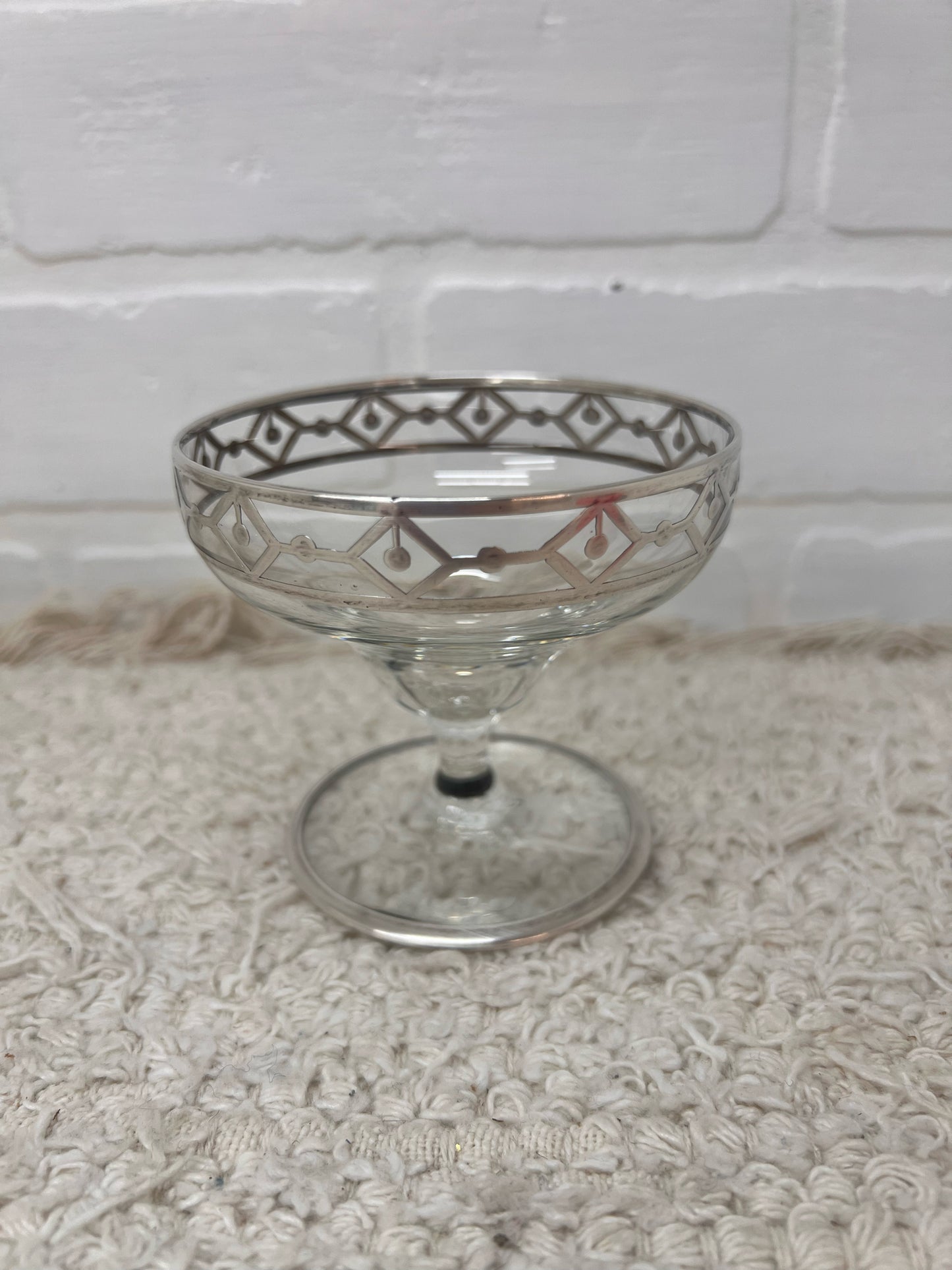 Vintage Art Deco Silver Overlay Sherbet Coupe Glasses Set of 4