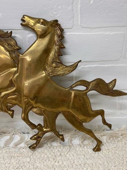 MCM Brass winged horses wall decor
