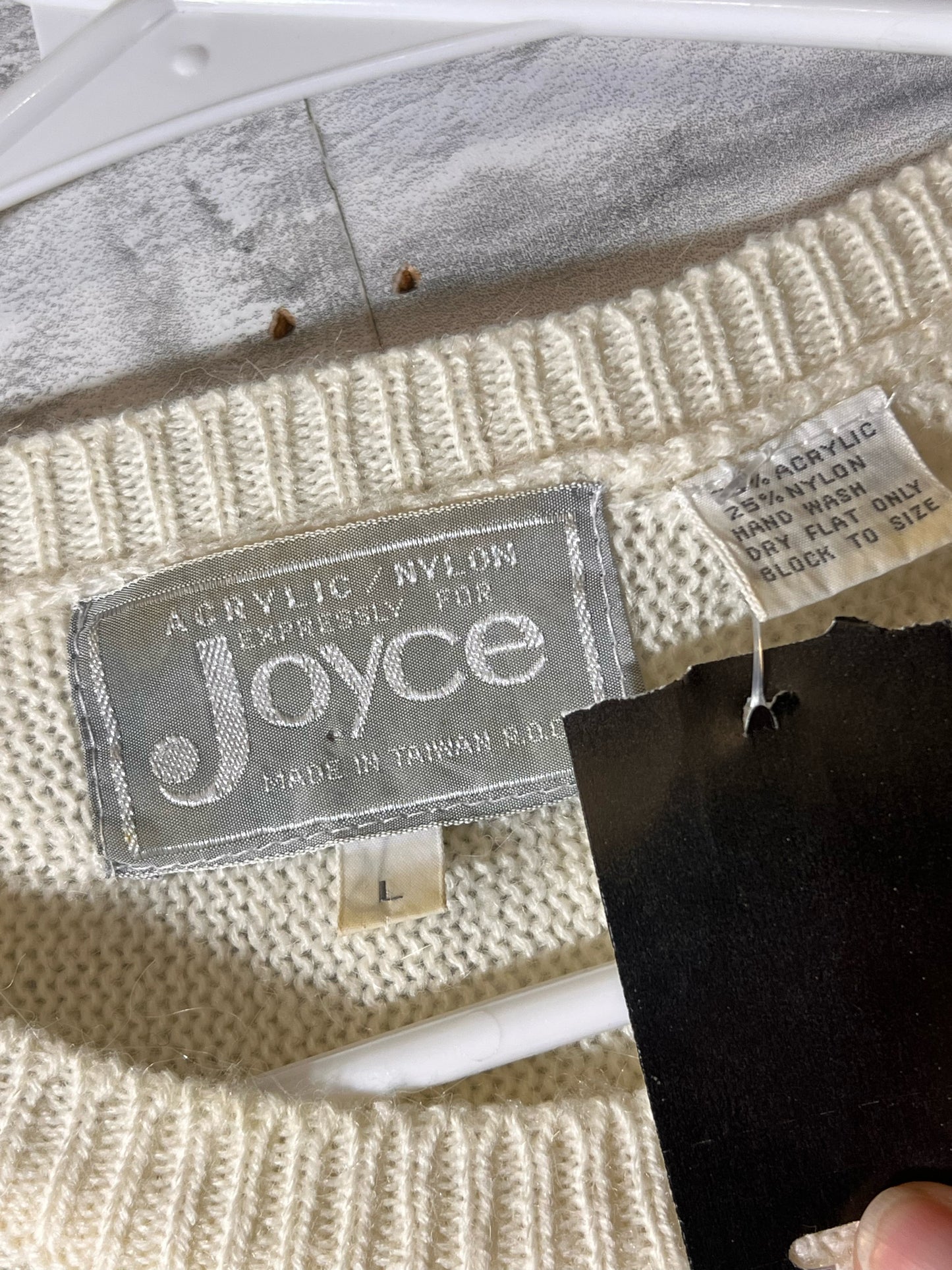 Size L Joyce Vintage Embellished White Sweater
