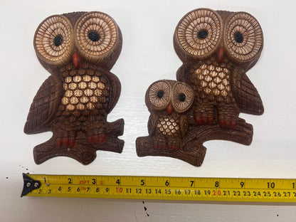 Foam Craft Set of Two 1981 Owl Wall Plaques