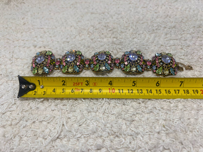 HollyCraft multicolor rhinestone chunky bracelet - mid-century stunner!