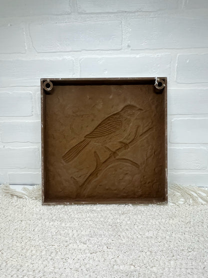 Whitewashed pressed metal bird wall art B