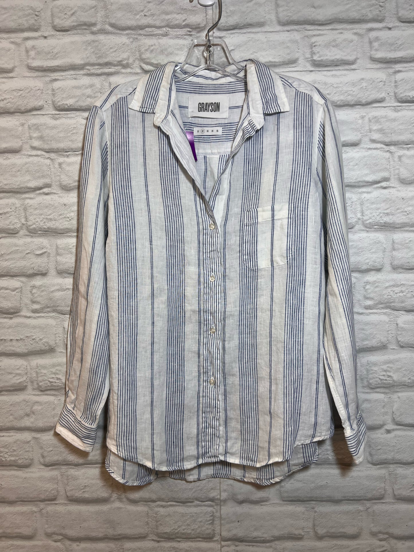 Size S Grayson 'The Hero' Oversized Striped Linen Shirt