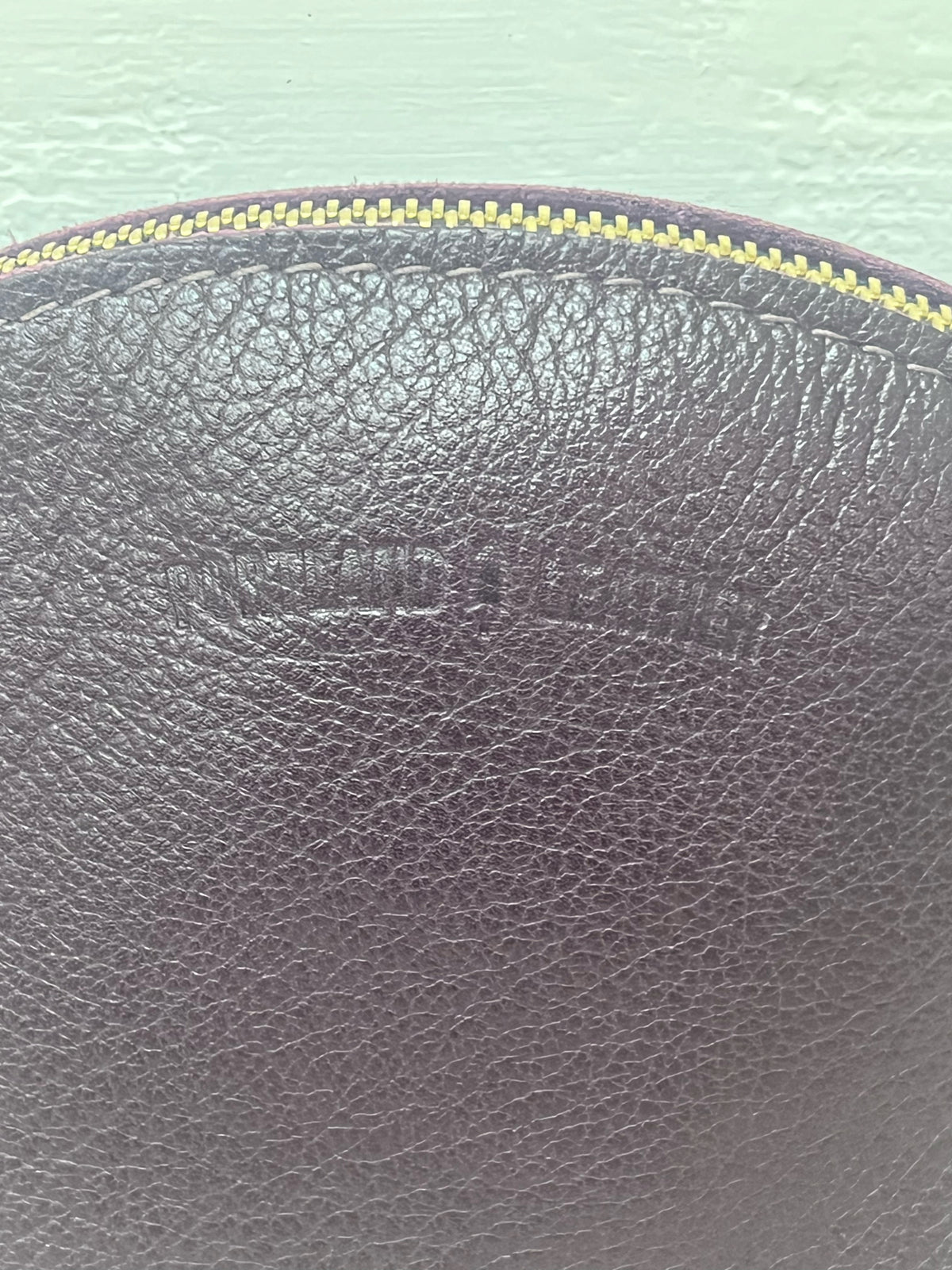 Portland Leather Seashell Zipper Pouch in Plum Burgundy Leather