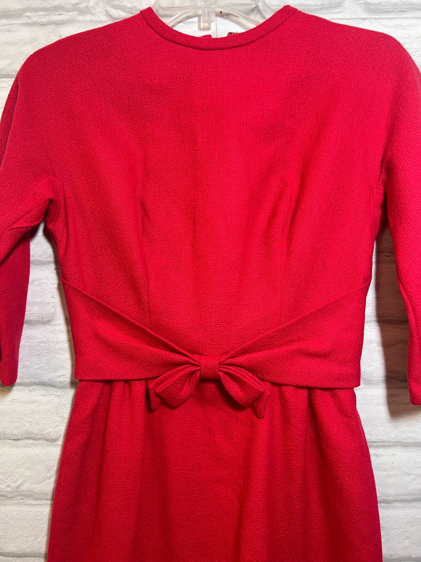 Sears Boucle Knit Hot Pink Vintage Dress