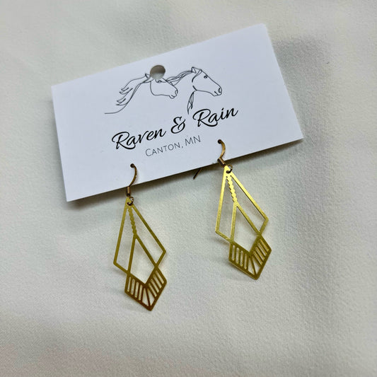 Raven & Rain Brass Geometric Earrings