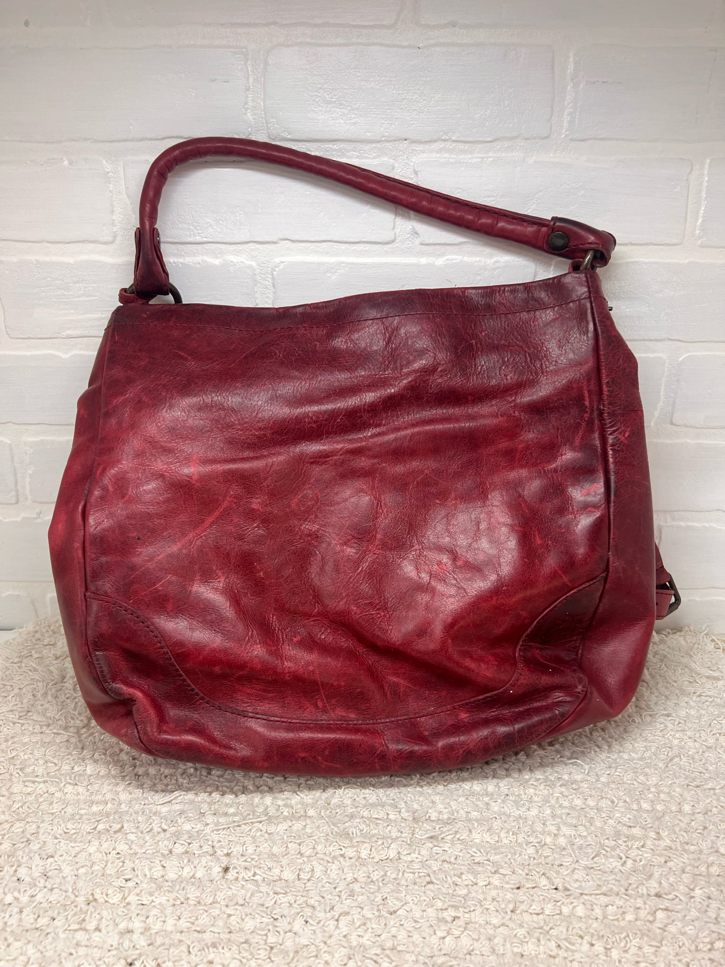 Frye Melissa Hobo Bag in Red Leather
