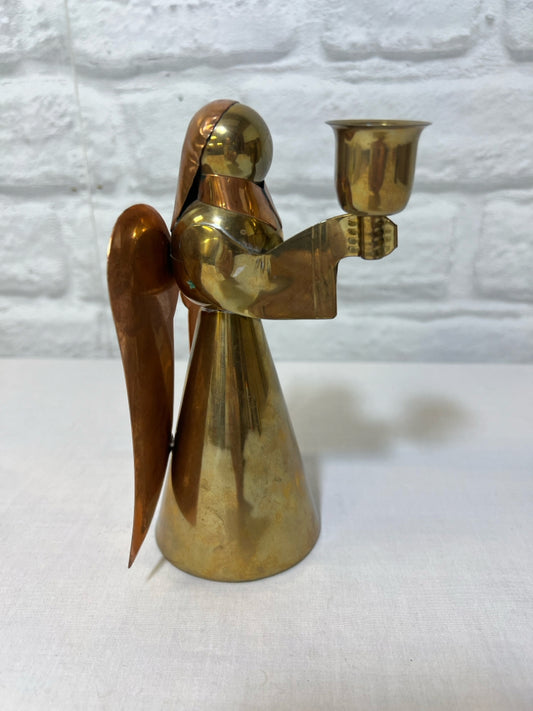 Brass angel candlestick holder