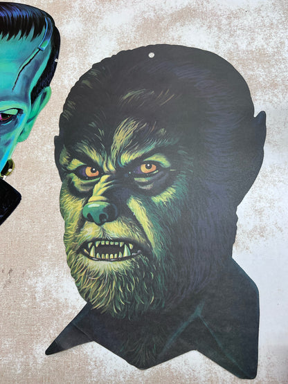 Vintage Universal Movie Monster Dracula, Frankenstein & Wolf Man 1960's Portrait