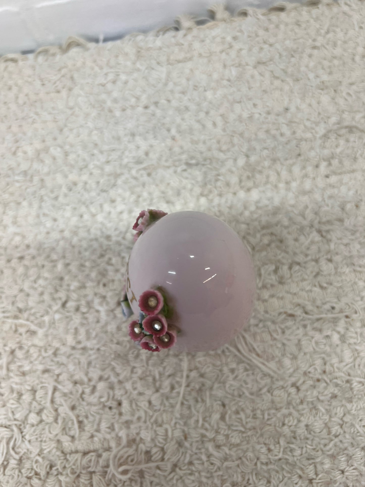 Lefton Trinket Dish - Pink Bejewelled 'Nest Egg'