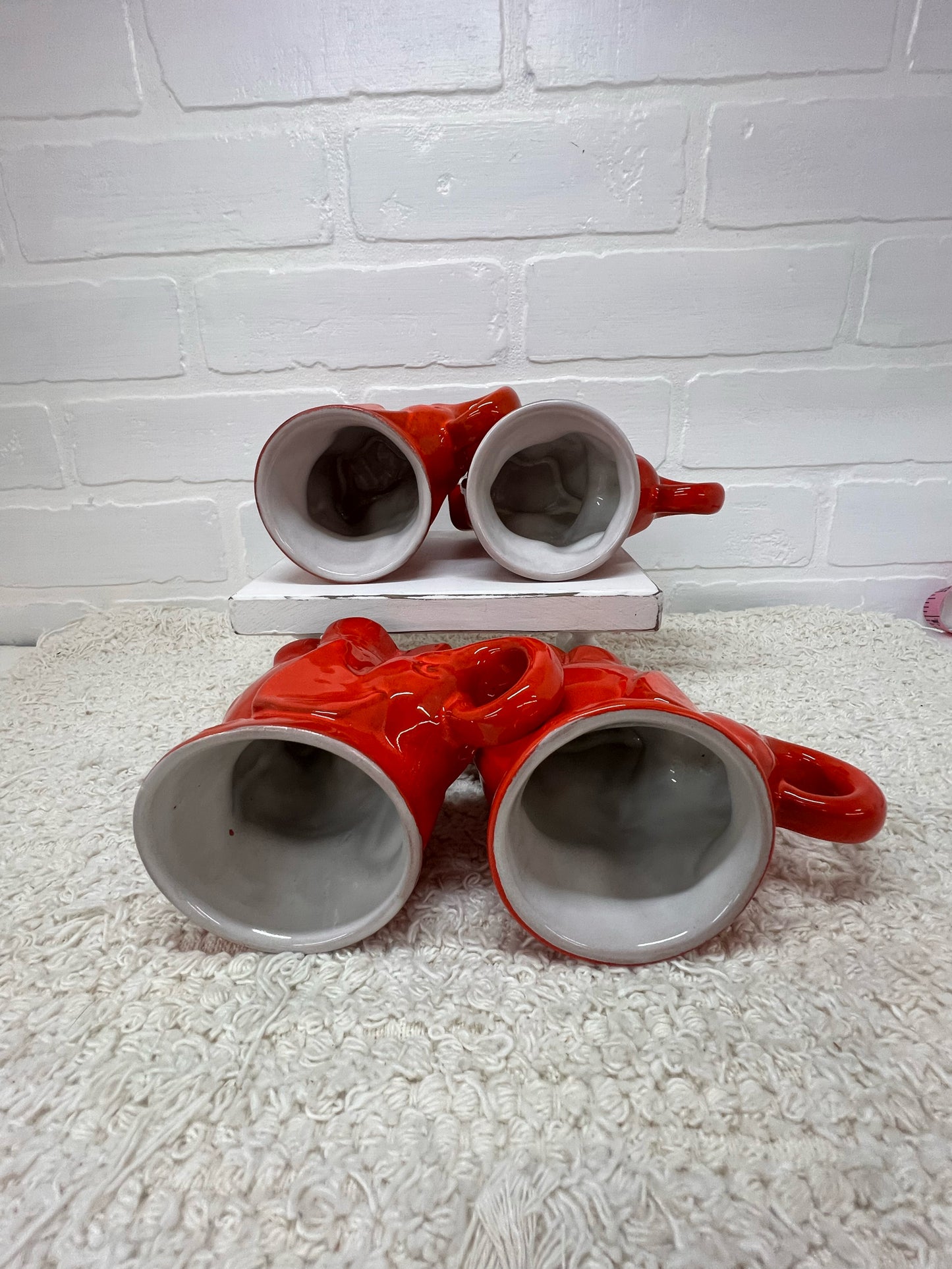 Frankoma Mug Set - 4 Flame Red 1969 GOP Elephant Mugs - New in Box