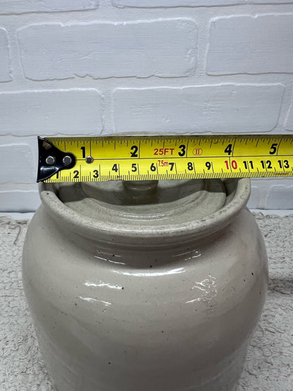 Unbranded Lidded Utilitarian Crock Measures Approx 7" Tall