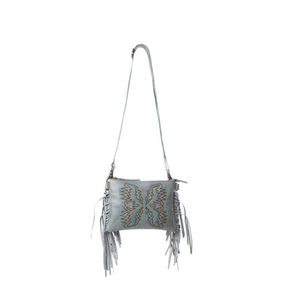 Myra Bag ThunderFly Fringered Leather Bag in Silver Dust