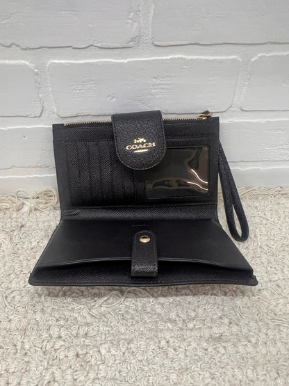Coach Cross Grain Tech Wallet Black Leather EUC